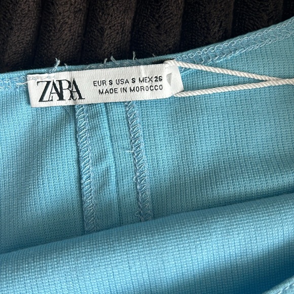 COPY - Zara Stretch Fitted Knit Midi Dress Light Blue - Picture 2 of 2